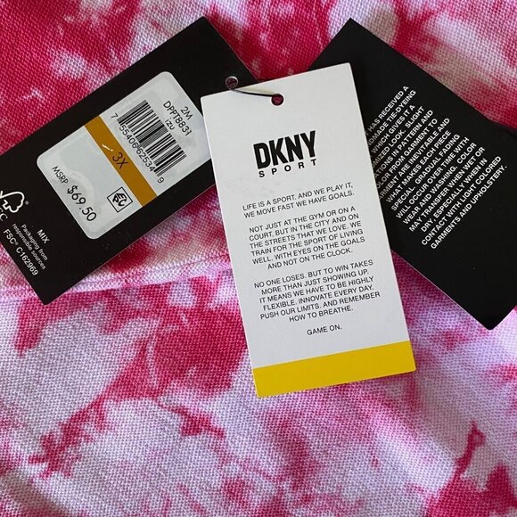 DKNY Sport Tie-Dyed Sweatshirt, NWT $69 Pink White Long Sleeves Women's Size 3X - Picture 7 of 10